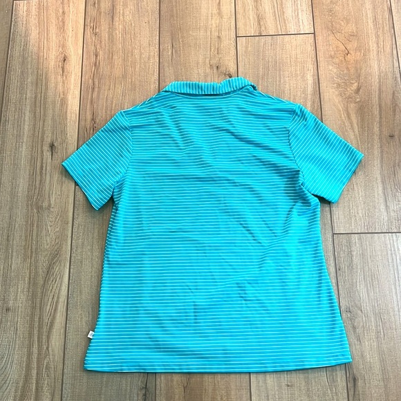 Women’s Performance Moisture Wicking Blue/White Stripe V-Neck Golf  Shirt Size M - Picture 2 of 2
